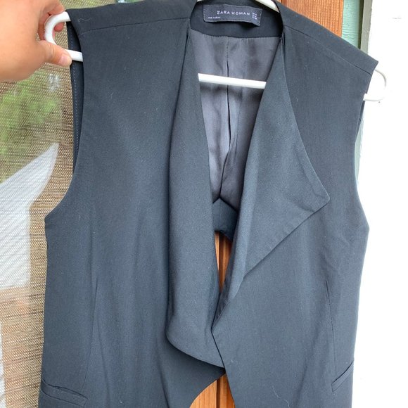 Zara Black Cut Away Draped Vest - Picture 3 of 5